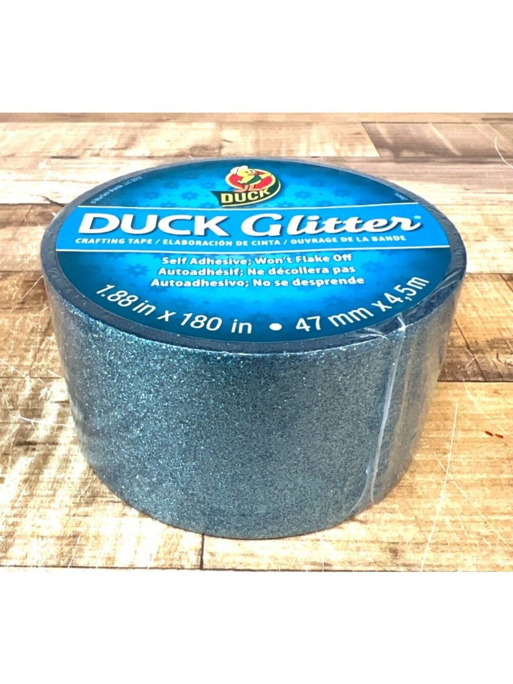 Duck Glitter Crafting Tape 1.88in X 180in Blue Self-Adhesive Non-Flake Durable